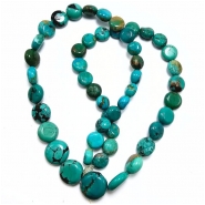 Hubei Turquoise Graduated Coin Gemstone Beads (S) 8.4 to 13mm 17.75 inches.