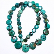 Hubei Turquoise Graduated Coin Gemstone Beads (S) 8 to 14.8mm 18 inches.