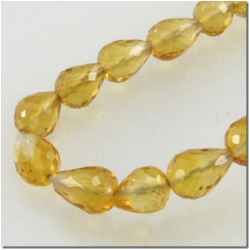 8 Citrine faceted tear drop gemstone beads (H)  4 to 5mm