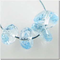 4 Blue Topaz faceted rondelle gemstone beads (I) 5 to 6mm