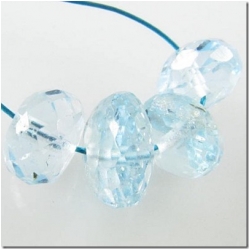 4 Blue Topaz faceted rondelle gemstone beads (I) 5.6 to 6.8mm