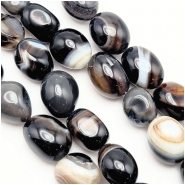 Black Agate Banded Nugget Gemstone Beads (D) Approximate Size 9 x 11.8mm to 11.8 x 17mm 16 inches