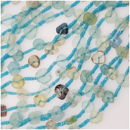 Ancient Roman Glass Center Drilled Freeform Flat Beads (M) Approximate size 6.4 to 9.8mm 15 inches