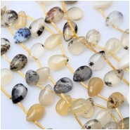 Yellow Dendritic Opal Briolette Gemstone Beads (N) Approximate size 8 x 12mm 16 inches