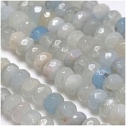 Aquamarine 5mm Hand Faceted Rondelle Gemstone Beads (N) 16 inches