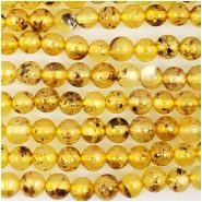 Baltic Amber Yellow Hand Cut 3.5mm Round Gemstone Beads (N) Approximate size 3.5 to 4mm 16 inches CLOSEOUT