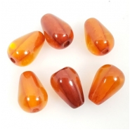 6 Baltic Amber Dark Cognac Drop Gemstone Big Hole Beads (H) 9.4 to 10.4mm 1.35 to 1.55mm hole CLOSEOUT