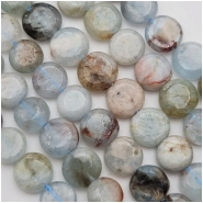 Aquamarine Coin Gemstone Beads (N) Approximate size 8.2 to 9.6mm 16 inches