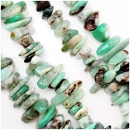 Chrysoprase Flat Nugget Side Drilled Gemstone Beads (N) Approximate size 10.3 x 10.7mm to 14 x 23mm 16 inches