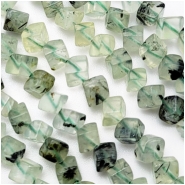 Prehnite Hand Cut Diagonal Cube Gemstone Bead (N) Approximate size 4 to 7.75mm 15.5 inches