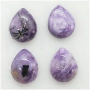 Charoite Teardrop Gemstone Cabochons (D) Approximate size 7.85 x 9.9mm to 8.1 x 10.2mm 4 Pieces CLOSEOUT