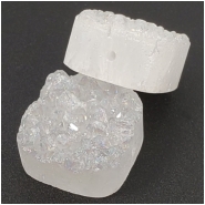 2 Druzy Titanium Coated White Square Bead (E) Approximate size 12.26 to to 12.94mm CLOSEOUT