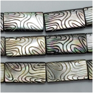 1 Mother of Pearl Carved Rectangle Doublet Bead (N) Approximate size14.55 x 29.1mm to 15.48 x 30.18mm 1 piece CLOSEOUT