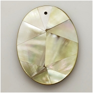 1 Mother of Pearl Mosaic Oval Pendant Yellow (DM) Approximate size 35.05 x 44.96mm 1 piece CLOSEOUT