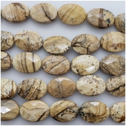 Picture Jasper Faceted Oval Gemstone Beads (N) Approximate size 13.14 x 18.23mm to 13.46 x 18.58mm 8 inches CLOSEOUT