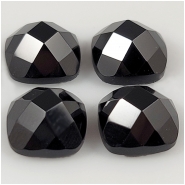 2 Black Onyx Faceted Square Rose Cut Gemstone Cabochon (DH) Approximate size 12mm