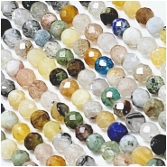 Multistone 3.5mm Faceted Round Light Mix Gemstone Beads (N) 15.5 inches