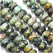 African 'Turquoise' Jasper Faceted Rondelle Gemstone Beads (N) 6 x 10mm 15 inches