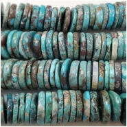 Hubei Turquoise Center Drilled Disc Gemstone Beads (S) Approximate size 11.3 to 12.1mm 8 inches CLOSEOUT