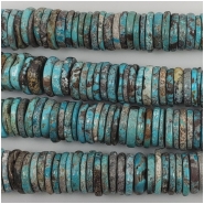 Hubei Turquoise Center Drilled Disc Gemstone Beads (S) 12 to 14mm 8 inches CLOSEOUT