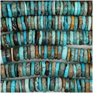 Hubei Turquoise Center Drilled Disc Gemstone Beads (S) Approximate size 13 to 13.9mm 8 inches CLOSEOUT