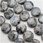 Larvikite Black Labradorite 15mm Coin Gemstone Beads (N) 15.75 inches