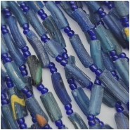 Roman Glass Blue Tube Beads (M) 4.75 to 22mm