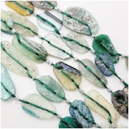 Roman Glass Graduated Freeform Double Drilled Beads (M) Approximate size 9 x 14mm to 17.5 x 35.4mm
