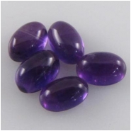 5 Amethyst oval cabochon loose cut gemstones (N) 4 x 6mm CLOSEOUT