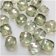 1 Mystic Light Green Quartz Faceted Cube Gemstone Bead (E) Approximate size 7.01 to 8.11mm x 7.11 to 7.96mm CLOSEOUT
