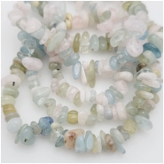 Aquamarine Morganite Beryl Chip Gemstone Beads (N) Approximate size 1.5 to 11.4mm 7.5 inches