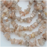 Peach Moonstone Chip Gemstone Beads (N) Approximate size 1 to 13mm 7.5 inches