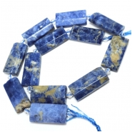 Sodalite Faceted Rectangle Gemstone Beads (N) 14 x 28mm 16 inches