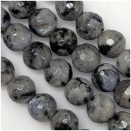 Larvikite Faceted Round Big Hole Gemstone Beads (N) 8mm 7.5 inches