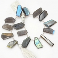 Labradorite Faceted Freeform Slice AA Gemstone Beads (N) 10.3 x 19mm to 6.2 x 29.4mm 8 inches