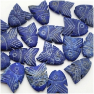 2 Lapis Matte Carved Big Hole Fish Gemstone Beads (N) 16 x 25mm to 22 x 29mm