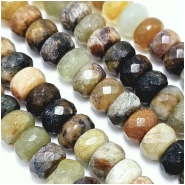 Serpentine New Jade Multi Color Faceted Rondelle Gemstone Beads (N) 8mm 15.5 inches