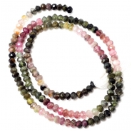 Tourmaline A Multi Color Shaded Hand Faceted Rondelle Gemstone Beads (N) 3.5mm 16 inches