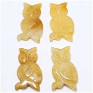 1 Orange Aventurine Owl Carved Gemstone Bead (N) 19 x 33.5mm