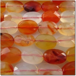 Carnelian faceted oval gemstone beads (H) 13.4 to 13.9mm