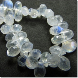 1 Moonstone faceted tear drop briolette gemstone bead (N) 6 to 7.7mm