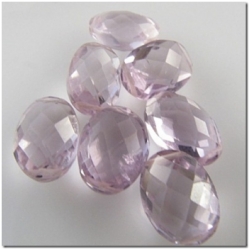 1 Pink Amethyst faceted double drilled puff oval gemstone bead (H) 11.7 to 12.8mm