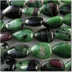 Ruby in Zoisite drop gemstone beads (N) 13.2 to 13.8mm