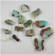 Chrysoprase in Boulder Slice Gemstone Pendant Beads (N) Approximate size 13.3 x 17.2mm to 28 x 38.8mm 16 inches
