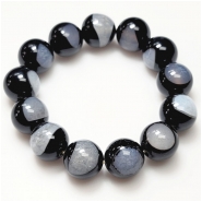 Black and White Window Agate Round Gemstone Beads (DH) 15mm 8.51 inches