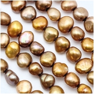 Pearls Freshwater Golden Side Drilled Flat Back Baroque Beads (D) 6 x7mm 16 inches