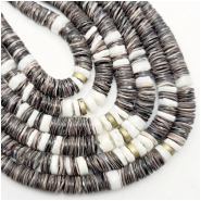 Brown and White Litob Shell Mix Graduated Heishi Beads (N) 3 to 7mm