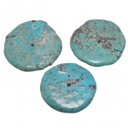 3 Hubei Turquoise Center Drilled Disc Gemstone Beads (S) 25.5 to 29.15mm