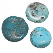3 Hubei Turquoise Center Drilled Disc Gemstone Beads (S) 18.2 to 23.9mm