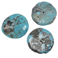 3 Hubei Turquoise Center Drilled Disc Gemstone Beads (S) 27.4 to 29.2mm